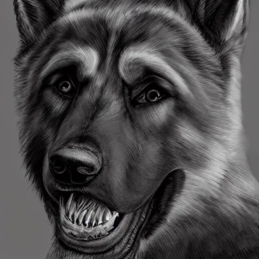 Image similar to a humanoid german shepherd beast - man, wearing suit, highly detailed portrait, digital painting, artstation, concept art, smooth, sharp foccus ilustration, artstation