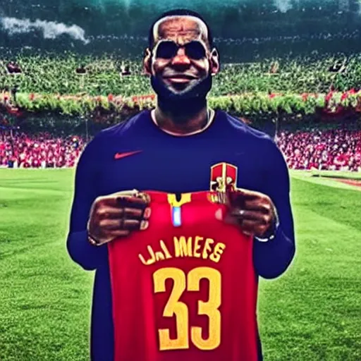 Image similar to lebron james wearing at de madrid shirt