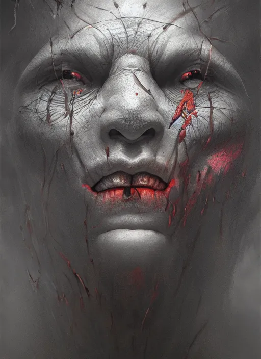 Prompt: angron concept art, symmetrical, rule of three, detailed body, detailed face, ultradetailed digital illustration, 8 k, epic atmosphere, digital art by dang my linh and beksinski