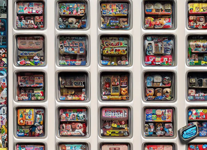 Image similar to closeupof portrait of tin toy tokyo corner store and vending machines, depth of field, zeiss lens, detailed, centered, photoshoot, by nicoletta ceccoli, mark ryden, lostfish, breathtaking, 8 k resolution, extremely detailed, beautiful, establishing shot, artistic, hyperrealistic, octane render, - h 7 0 4