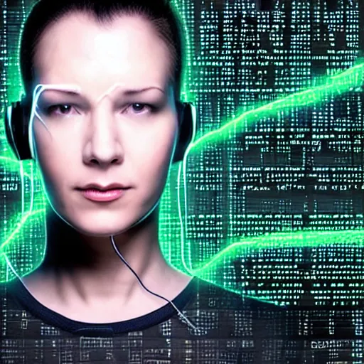 Image similar to woman plugged into the matrix