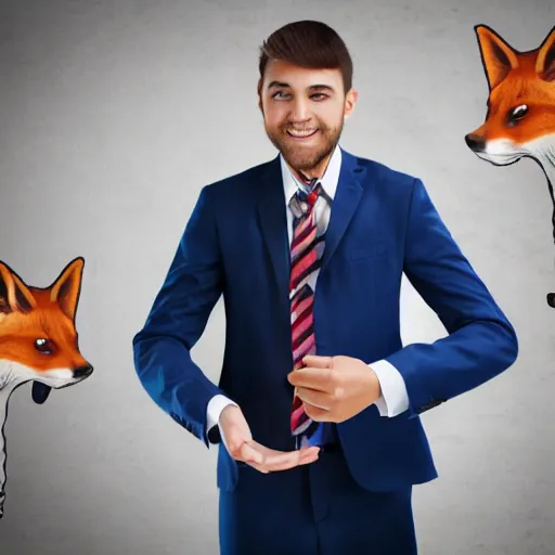 Prompt: a cute male anthropomorphic vulpes vulpes fulva teacher wearing suit working at a school