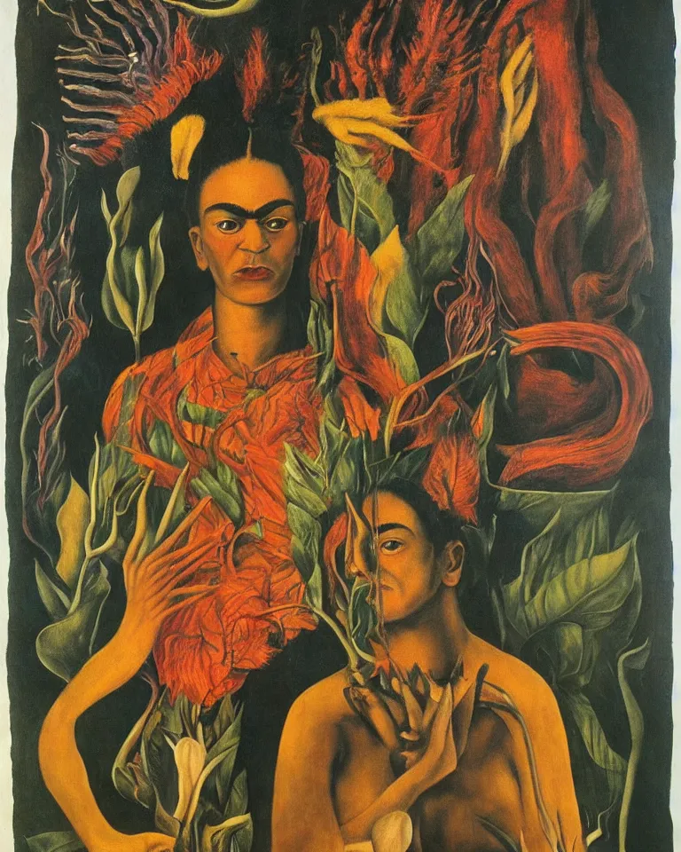 Image similar to virulent female spirit, apparition, by frida kahlo, masterful artwork