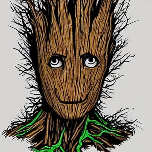 Prompt: groot with beard