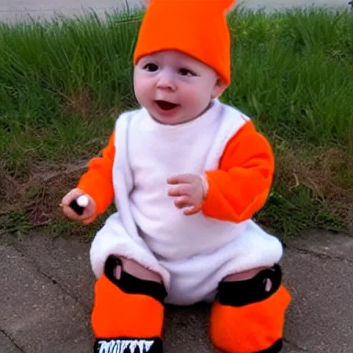 Image similar to cute baby chick dressed as an inmate