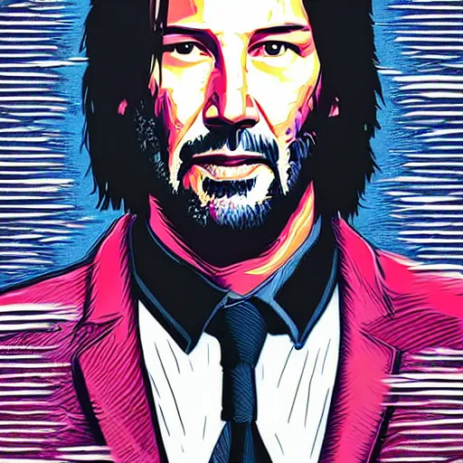 Image similar to Portrait of Keanu Reeves by dan mumford