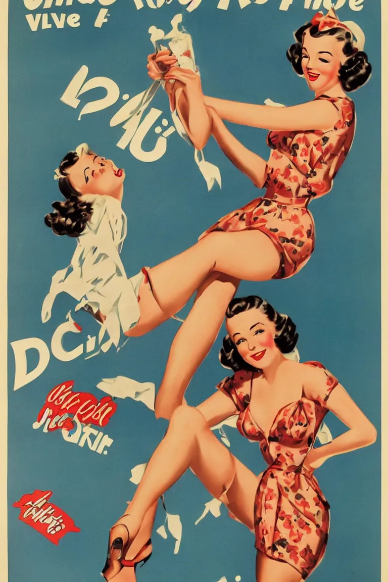Prompt: 1 9 4 0 s vintage pinup girl poster