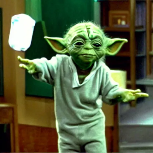 Image similar to steve urkel as yoda, screenshot from (television show family matters)