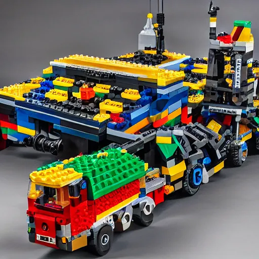 Prompt: a high-definition photograph of a huge caracal built of Lego bricks and Lego motors