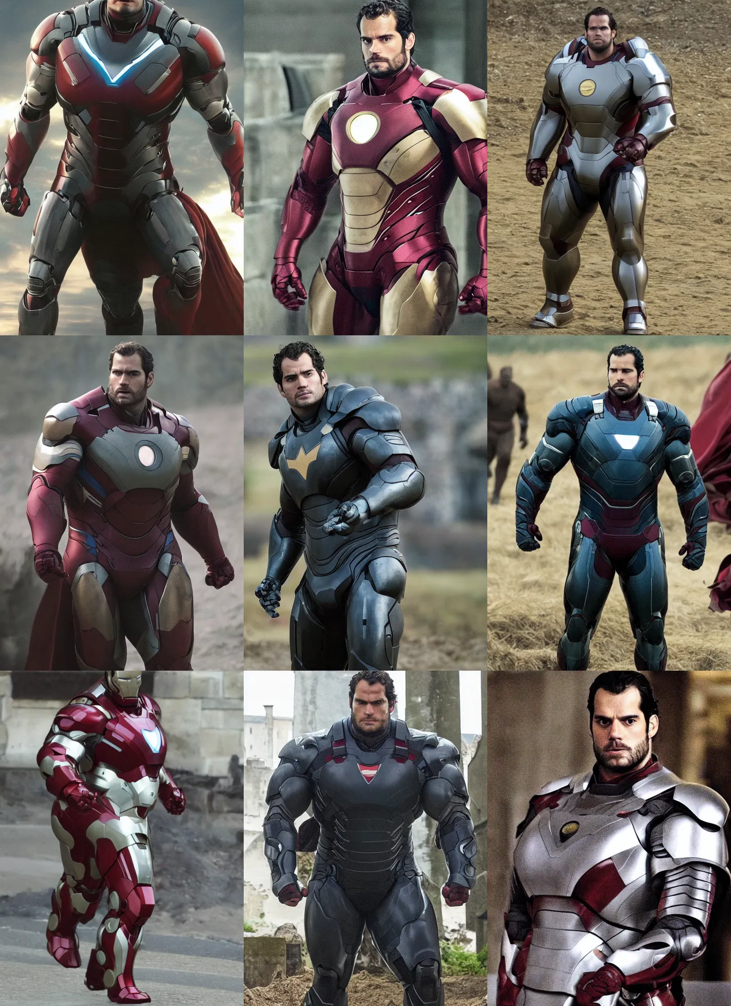 Prompt: obese cavill!! henry cavill wearing obese iron man armor fat belly!!!, trip to legnica, very realistic film still, natural