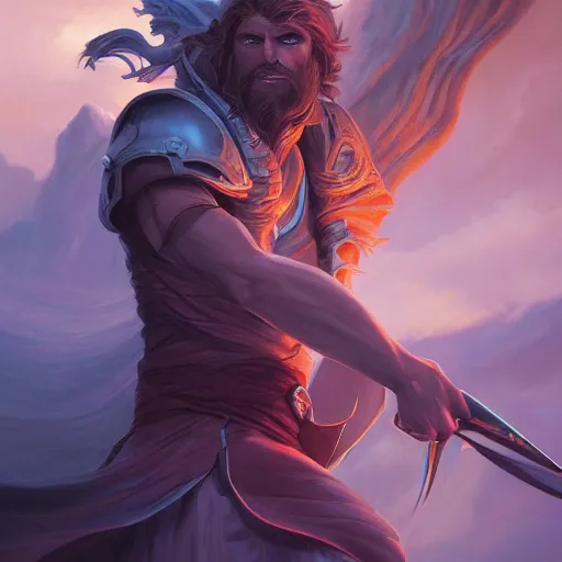 Prompt: Cinematic painting of Kaladin from Stormlight Archive by Ross Tran Michael and Michael Whelan, trending on ArtStation, 4k, masterpiece, bold, epic, composition