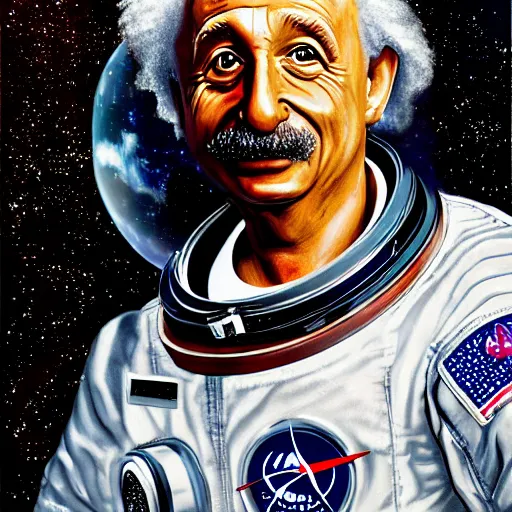 Prompt: astronaut einstein portrait