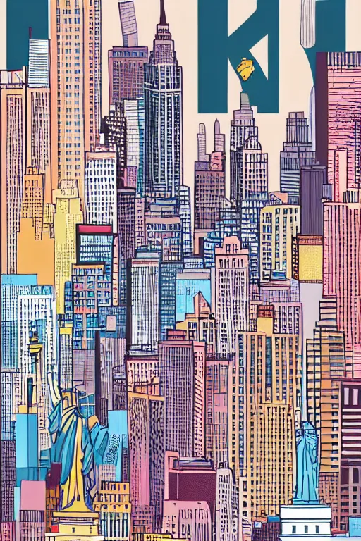 Image similar to new york, illustration, in the style of katinka reinke