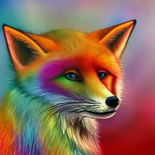 Prompt: rainbow fox