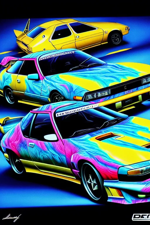 Image similar to realistic detailed image of a jdm car. depth perception, depth of field, action horror by lisa frank, bernard dumaine, ayami, realistic, detailed, highly detailed, hyper detailed, high definition, extremely detailed oil painting, beautiful composition, trending on artstation, award - winning photograph, masterpiece, intricate, portrait, 8 k highly professionally detailed, hdr, cgsociety