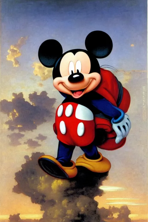 Image similar to portrait of a mickey mouse astronaut, by bouguereau