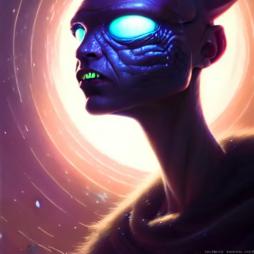 Image similar to highly detailed portrait from a male alien, extraterrestrial, aquatic, stephen bliss, unreal engine, fantasy art by greg rutkowski, loish, rhads, ferdinand knab, makoto shinkai and lois van baarle, ilya kuvshinov, rossdraws, tom bagshaw, global illumination, radiant light, detailed and intricate environment