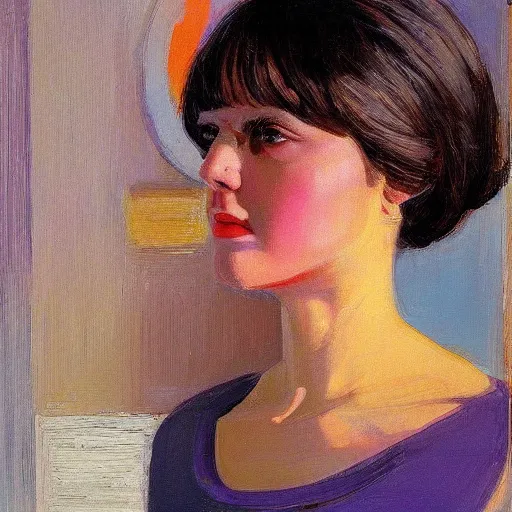 Prompt: beautifull girl by wayne thiebaud