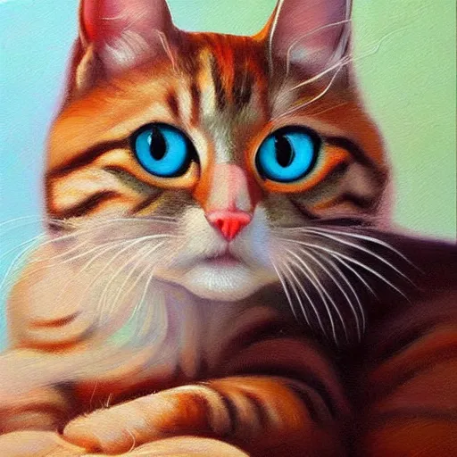 Prompt: a beautiful oil painting art of a cat
