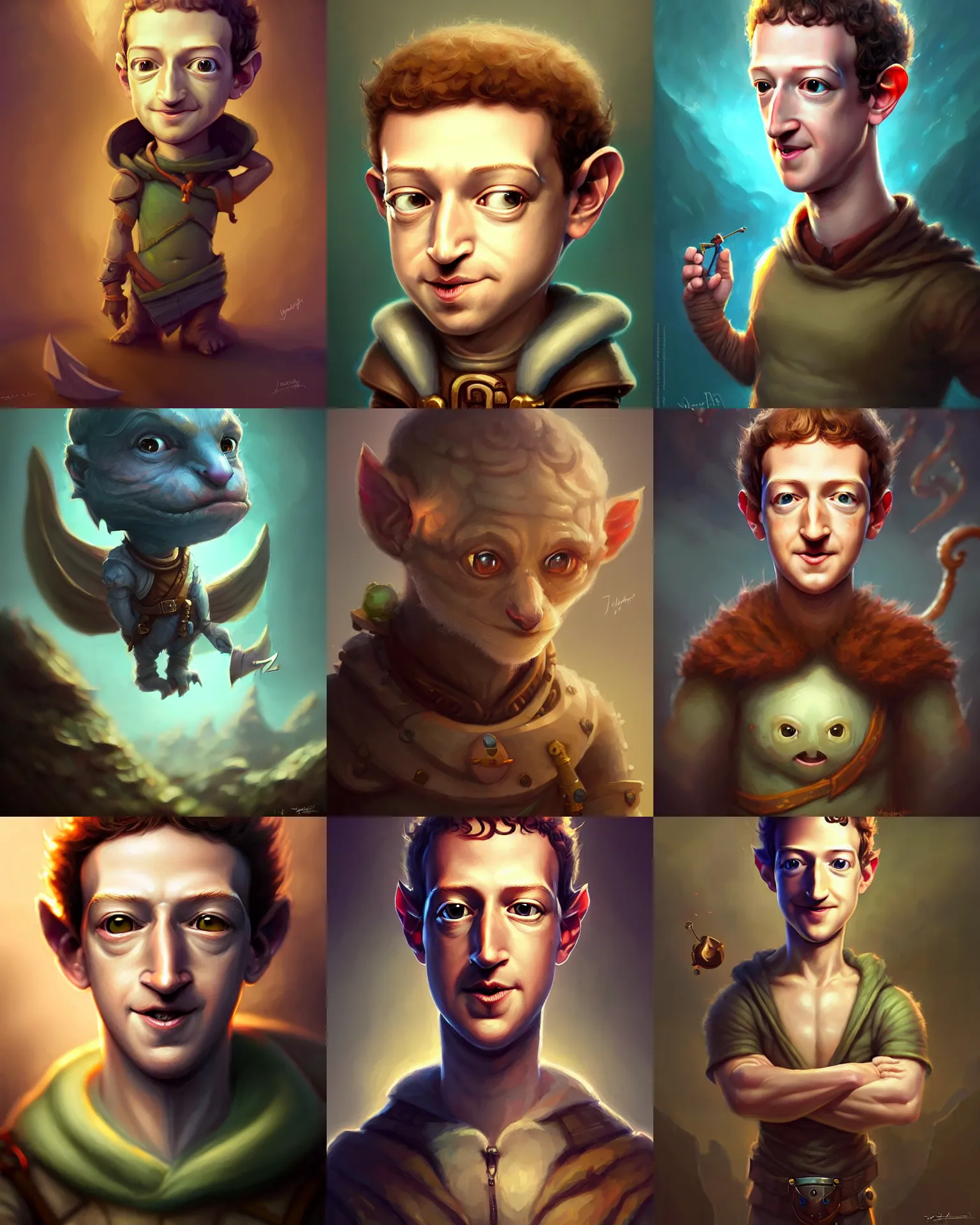 Prompt: cute little anthropomorphic mark zuckerberg cute and adorable, pretty, beautiful, dnd character art portrait, matte fantasy painting, deviantart artstation, by jason felix by steve argyle by tyler jacobson by peter mohrbacher, cinema