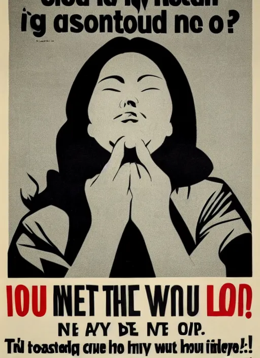 Image similar to propaganda poster instructing to close eyes when a sound is heard