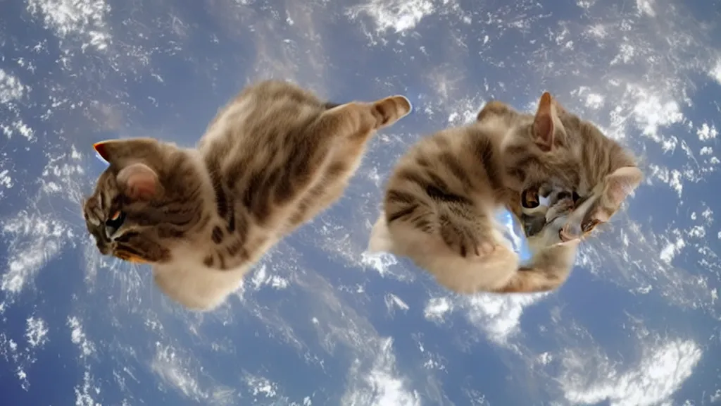 Image similar to Photo of a cat floating inside the ISS