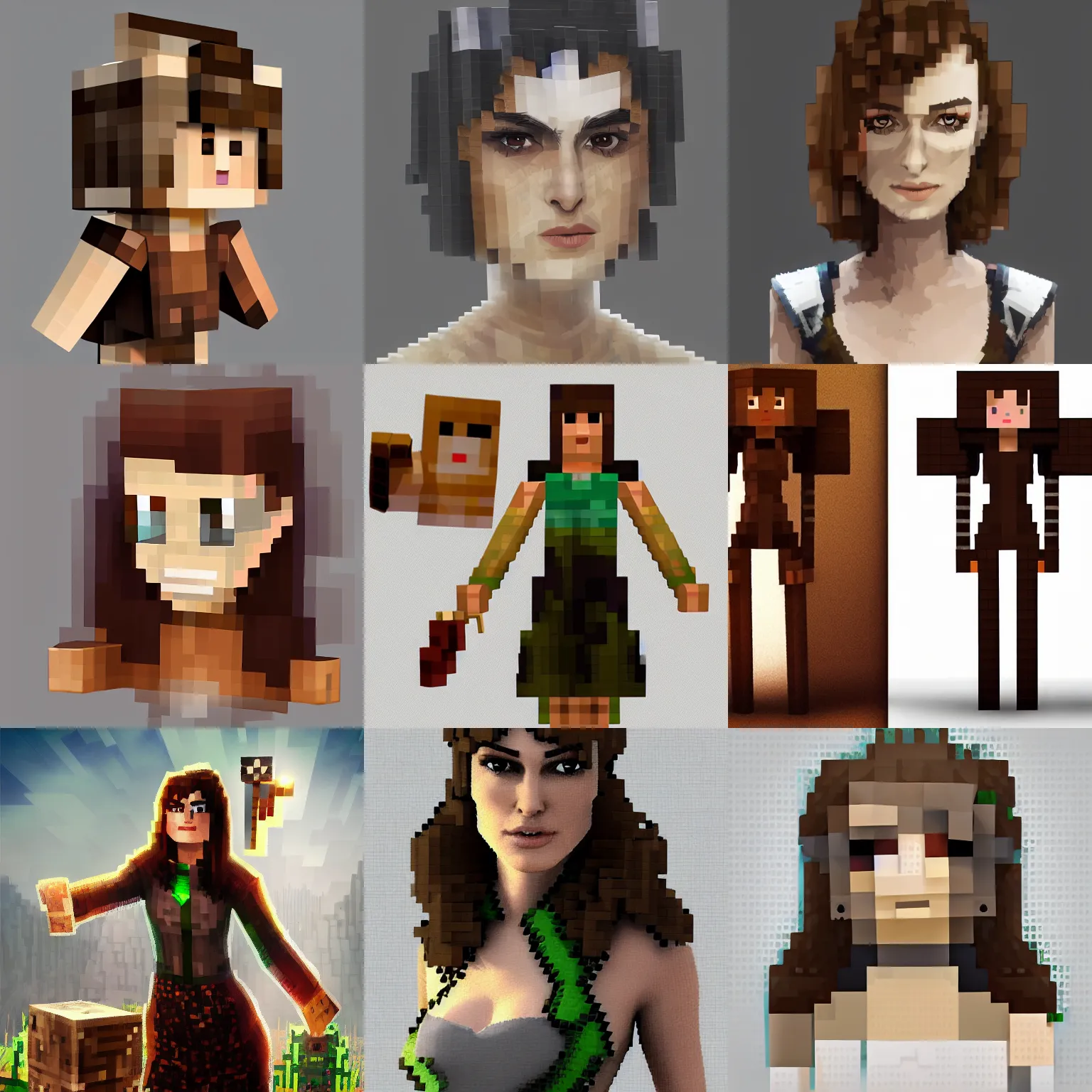 Prompt: Keira Knightley as minecraft character, concept art, trending on Artstation