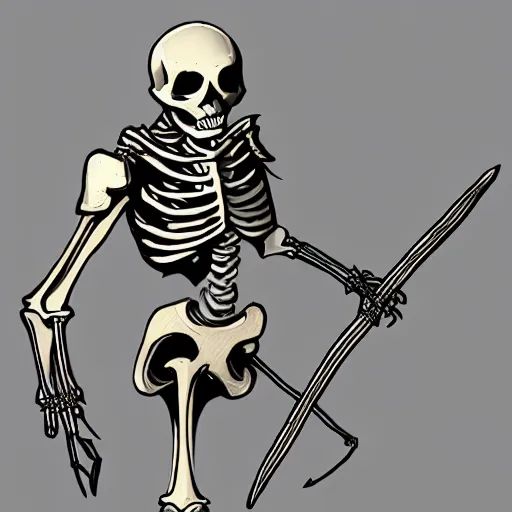 Prompt: skeleton in body armor holding a glowing cutlass, video game concept art