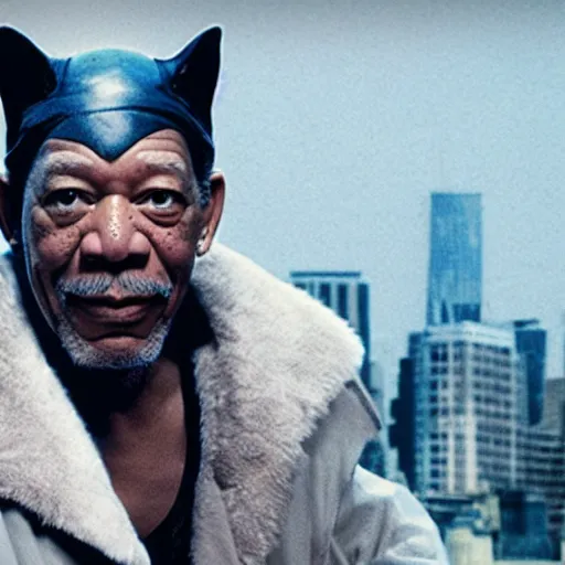 Image similar to still of morgan freeman as catwoman