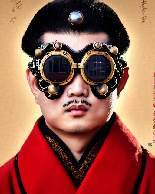 Prompt: photo of a Dramatic Peking Opera male character wearing MadMax style steampunk goggles and accessories in the style of stefan kostic, realistic, sharp focus, symmetric, 8k high definition, insanely detailed, intricate, elegant, art by stanley lau and artgerm, William-Adolphe Bouguereau