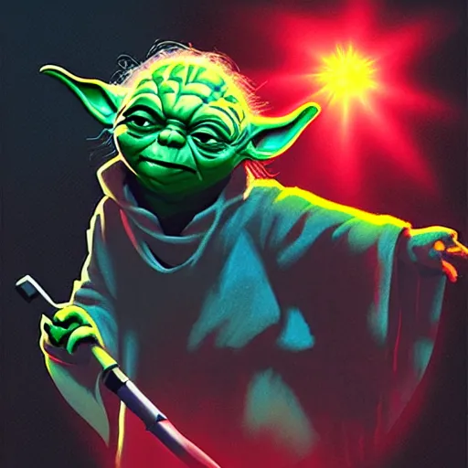 Prompt: yoda illustration by genndy tartakovsky, backlight, dramatic lighting