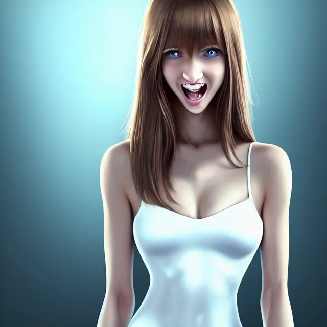 Prompt: professional digital art of a white incredibly !!!!attractive!!!! smiling woman with light brown hair blue eyes, front view, facing camera, wearing tight red dress, very attractive, beautiful face, impressive, smiling, Canon 40mm view, HD, 4k, well composed, best on artstation, cgsociety, wlop, epic, stunning, gorgeous, intricate detail, much wow, masterpiece by Gil Elvgren and Artgrem and Dorian Cleavanger,