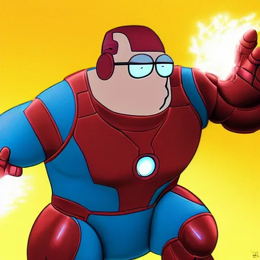 Image similar to Peter Griffin punching Iron Man, hyper-realistic, Artstation, 4k