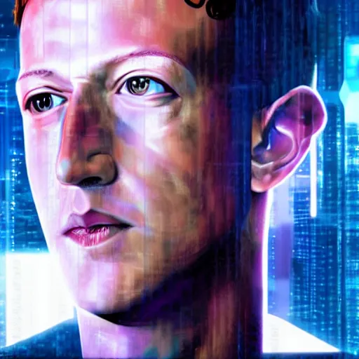 Image similar to cyberpunk mark zuckerberg