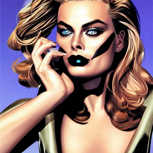 Prompt: eye shadow makeup smokey eyes margot robbie by artgem by brian bolland by alex ross by artgem by brian bolland by alex rossby artgem by brian bolland by alex ross by artgem by brian bolland by alex ross