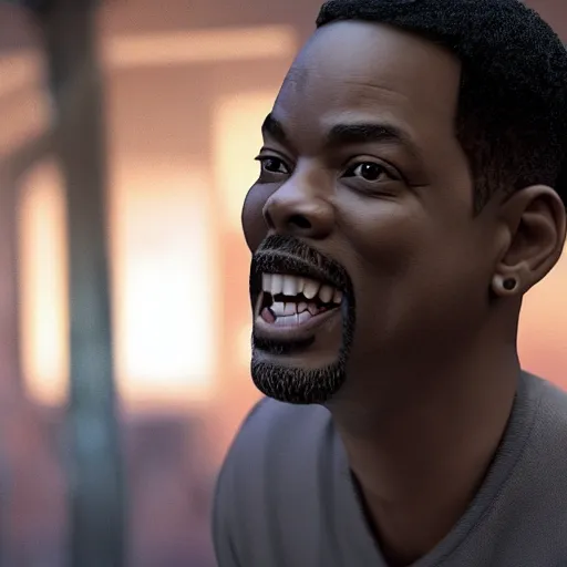 Image similar to chris rock is seen face slapping will smith, shadow harsh lights, dramatic scene, hyper detailed, digital art, trending in artstation, cinematic lighting, studio quality, smooth render, unreal engine 5 rendered, octane rendered