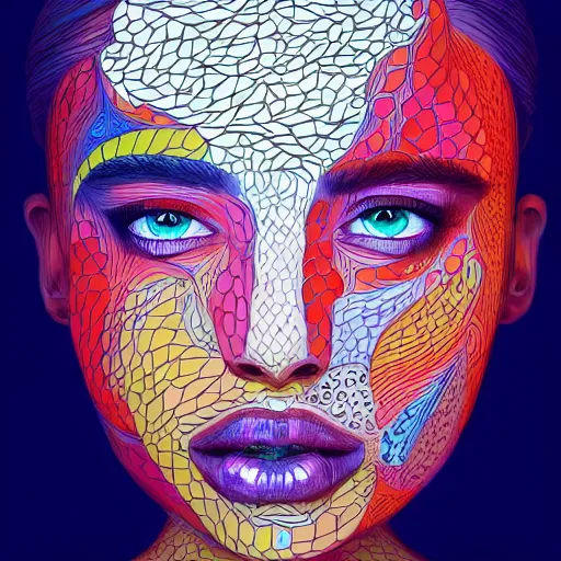 Prompt: the portrait of a beautiful young woman partially made up of peppers of all colors, an ultrafine detailed illustration by james jean, intricate linework, bright colors, final fantasy, behance contest winner, vanitas, angular, altermodern, unreal engine 5 highly rendered, global illumination, radiant light, detailed and intricate environment