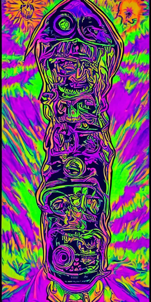 Image similar to a psychedelic black-light poster for a little band I like to call... the Grateful Dead!