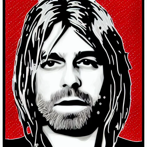 Image similar to kurt cobain pop art by adam khabibi,