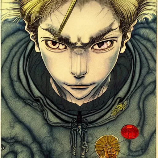 Image similar to prompt : portrait alchemist painted in miyazaki color style drawn by katsuhiro otomo and takato yamamoto, inspired by fables, china doll face, smooth face feature, intricate oil painting, high detail, sharp high detail, manga and anime 2 0 0 0