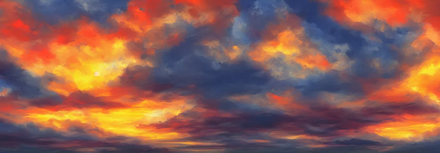 Prompt: epic clouds on sunset, higfly detailed, digital painting, dramatic light