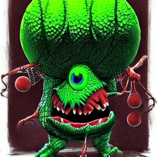 Image similar to a tennis ball monsters , digital art, fantasy, magic, trending on artstation, ultra detailed, professional illustration by Basil Gogos