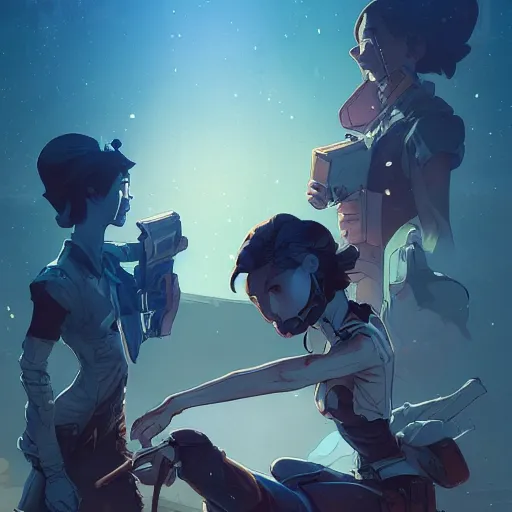 Prompt: overwhelmed with fleetting thoughts behance hd artstation by jesper ejsing, by rhads, makoto shinkai and lois van baarle, ilya kuvshinov, ossdraws, that looks like it is from borderlands and by feng zhu and loish and laurie greasley, victo ngai, andreas rocha