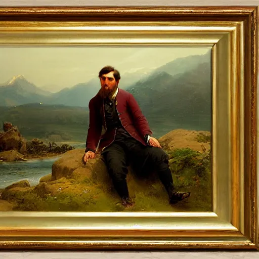 Image similar to a portrait of lionel messi in a scenic environment by andreas achenbach