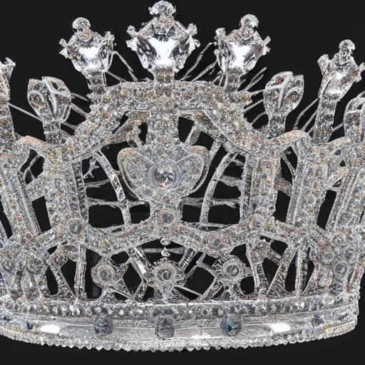 Image similar to beautiful ice queen ornate cload and crown, highly detailed, 4k, HDR, smooth, sharp focus, hyper realistic, high resolution, award-winning photo