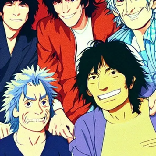 Image similar to the rolling stones in studio ghibli