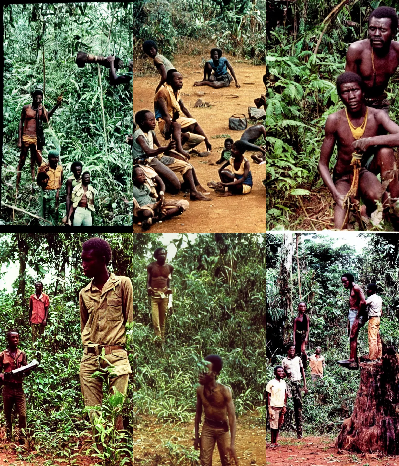 Prompt: full color still, experimental film set in uncharted congo, ektachrome ( 1 9 7 6 )