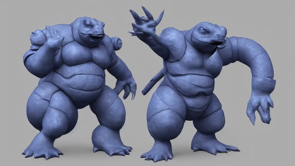 Image similar to blastoise, pokemon, zbrush sculpt