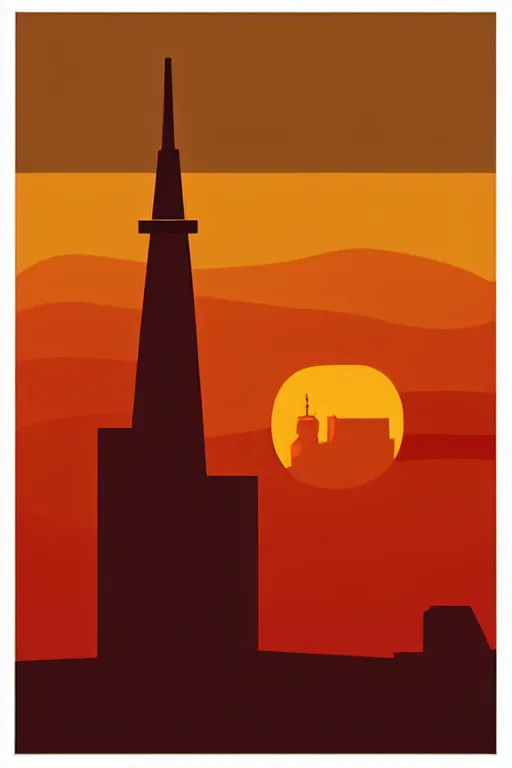 Image similar to minimalist boho style art of berlin television tower at sunrise, illustration, vector art