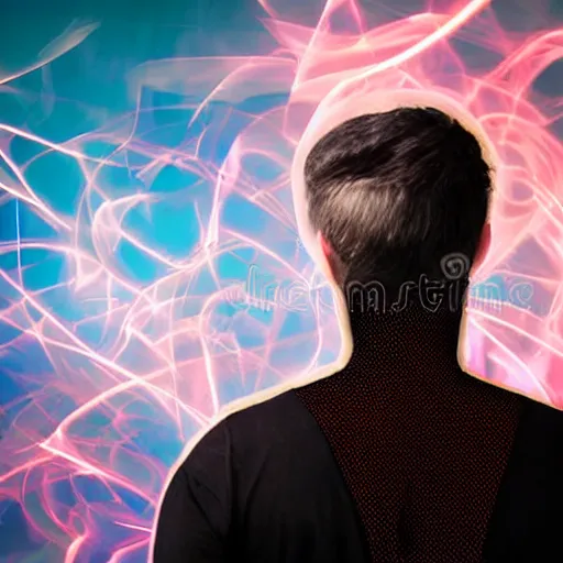 Image similar to digital art modern urban fantasy stock photo - full-body portrait of an contemporary mage specialized in illusions